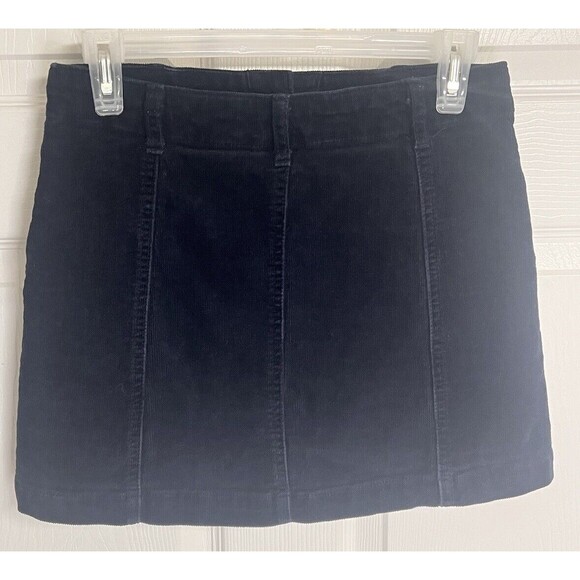 Forever 21 Women's Mini Corduroy Skirt Size S Navy Blue Button Front Stretch - Picture 2 of 7